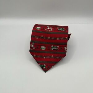 Holidays Red Rocking Horse Drums Floral Handmade 100% Silk 3.75" x 58"